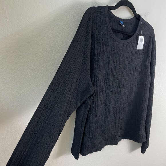 NEW Old Navy Womens Plus 3X Black Textured Long Sleeve Shirt Stretch Top - Picture 9 of 10